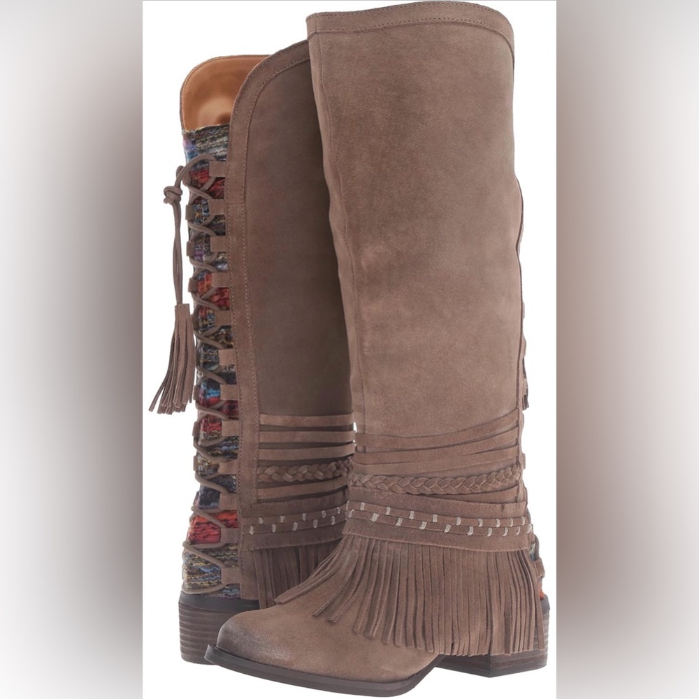 Naughty Monkey Zarape Fringe Boots | Taupe | Size 9